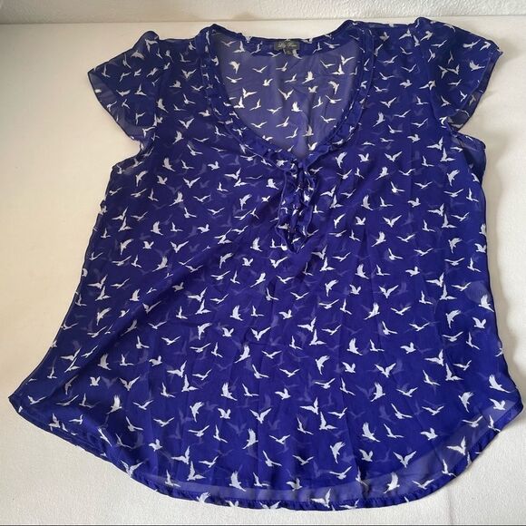 Lily Rose flying birds sheer blouse - Picture 3 of 13